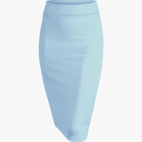 Women's Elastic Waist Stretch Bodycon Midi Knee Length Pencil Skirt for Office - Picture 3 of 6